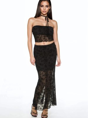 Floral Lace Tube Top & Skirt Set
