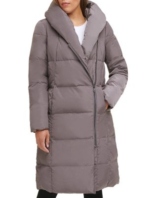 Asymmetrical Pillow Collar Down Coat Carbon