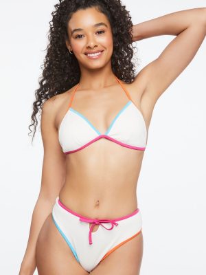 Contrast-Trim Hipster Bikini Bottoms