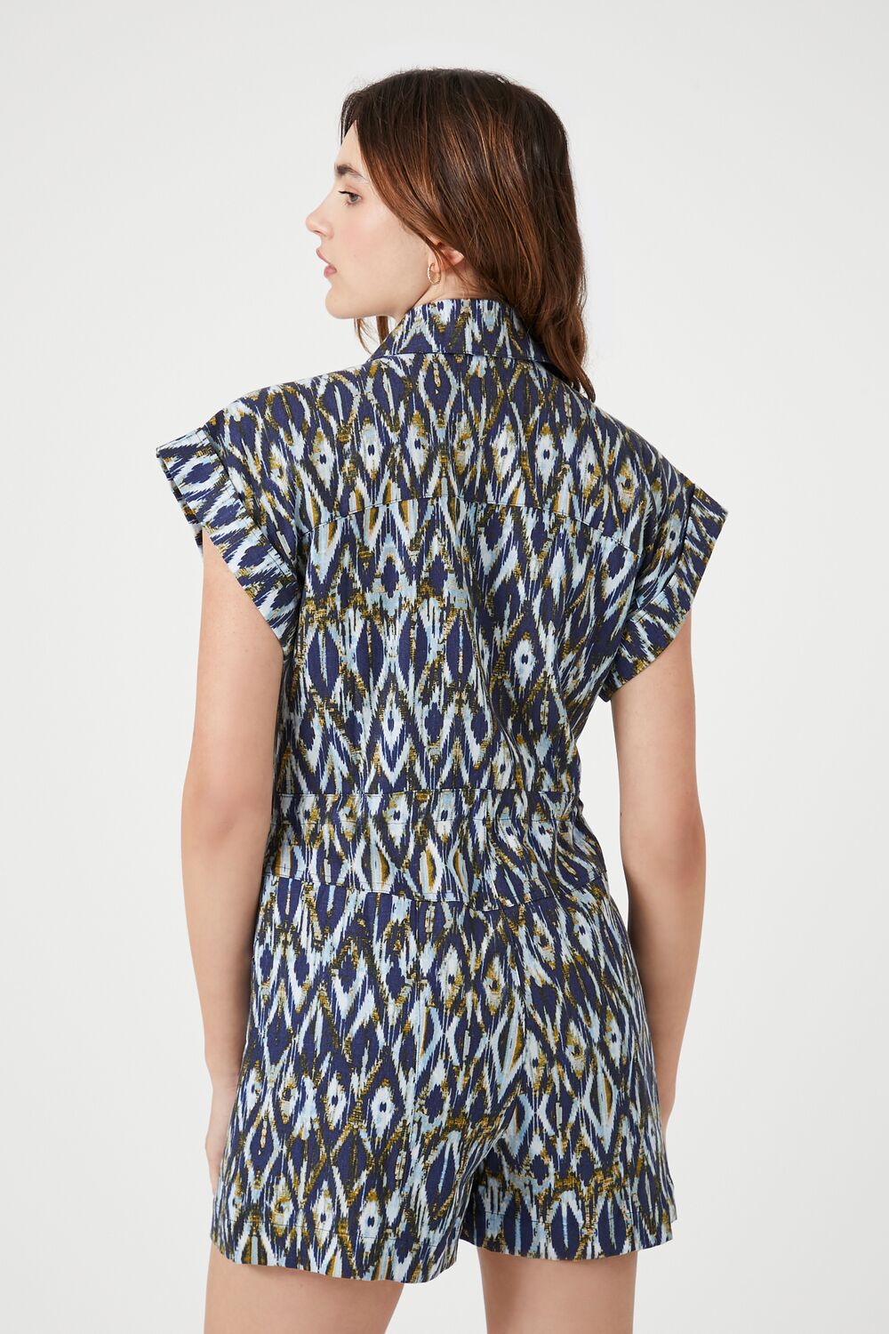 Linen-Blend Geo Print Romper - Image 3