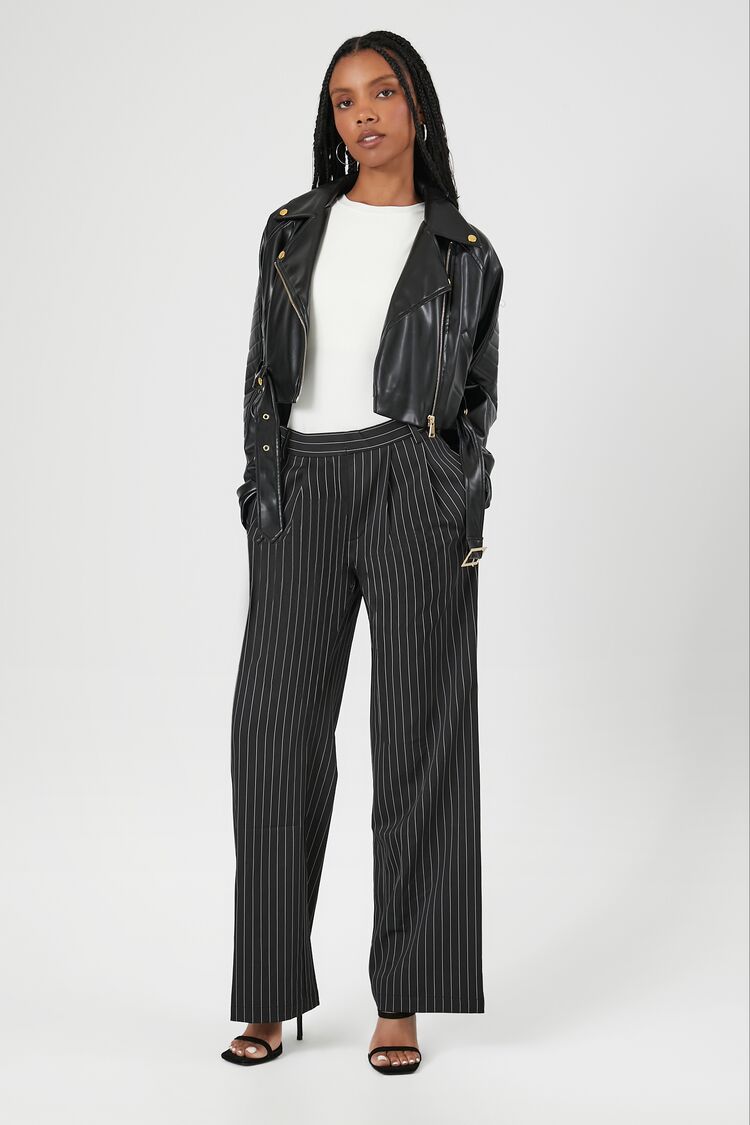 Cropped Faux Leather Moto Jacket - Image 4