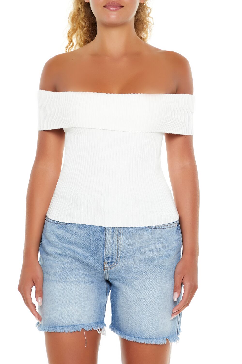 Off-the-Shoulder Sweater-Knit Top