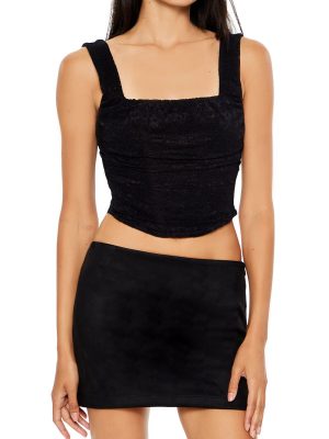 Lace-Up Lace Crop Top