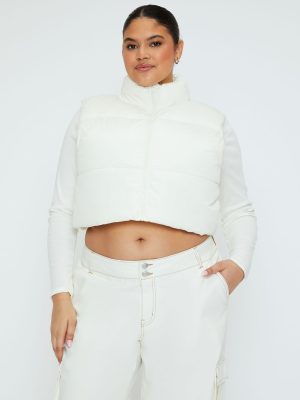 Plus Size Cropped Puffer Vest