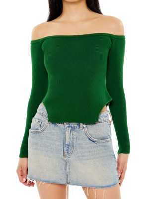 Off-the-Shoulder Cutout-Hem Sweater