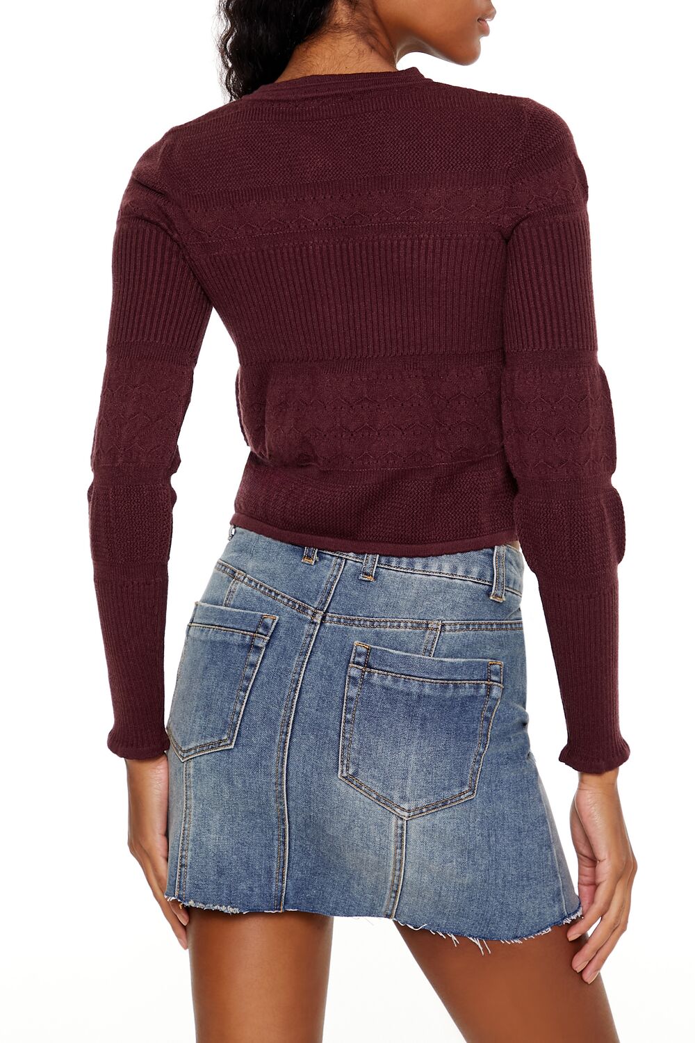 Mixed Knit Cardigan Sweater - Image 10