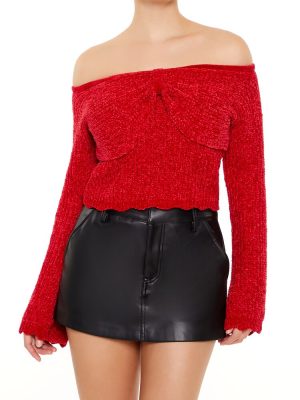 Off-the-Shoulder Bow Sweater
