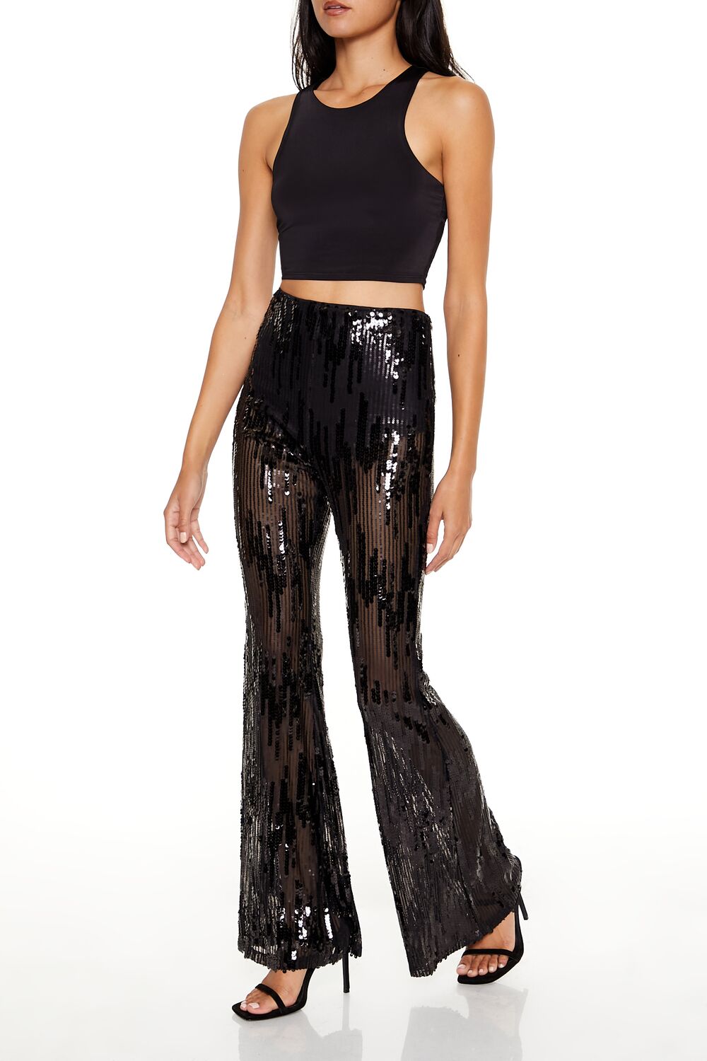 Sequin High-Rise Flare Pants - Image 3